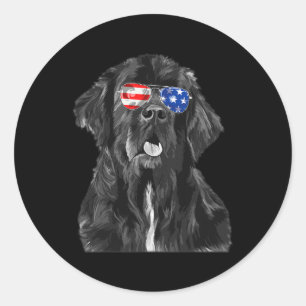 Pegatina Redonda Bandera Estadounidense De Las Sombrillas De Perro 