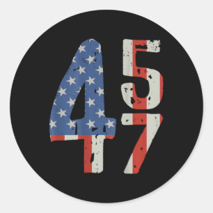 Pegatina Redonda Bandera estadounidense de Trump 2025 (atrás)