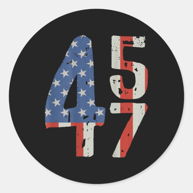 Pegatina Redonda Bandera estadounidense de Trump 2025 (atrás) (Anverso)