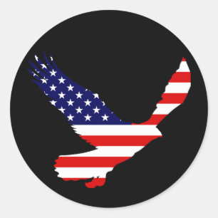 Pegatina Redonda Bandera estadounidense del águila calva