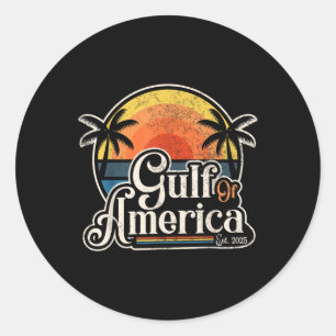 Pegatina Redonda Bandera Estadounidense Del Golfo Retro De Estados 