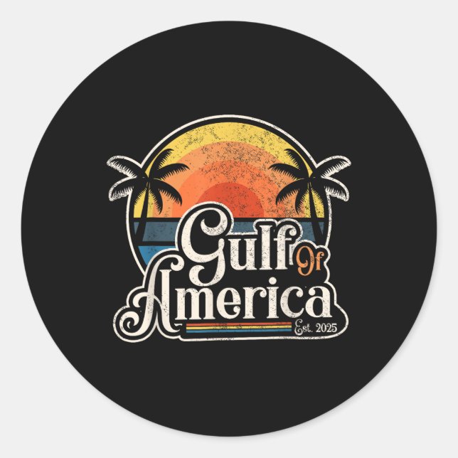 Pegatina Redonda Bandera Estadounidense Del Golfo Retro De Estados  (Anverso)