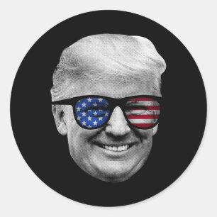 Pegatina Redonda Bandera Estadounidense Donald Trump 4 De Julio