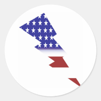 Pegatina Redonda Bandera estadounidense - forma de rayo