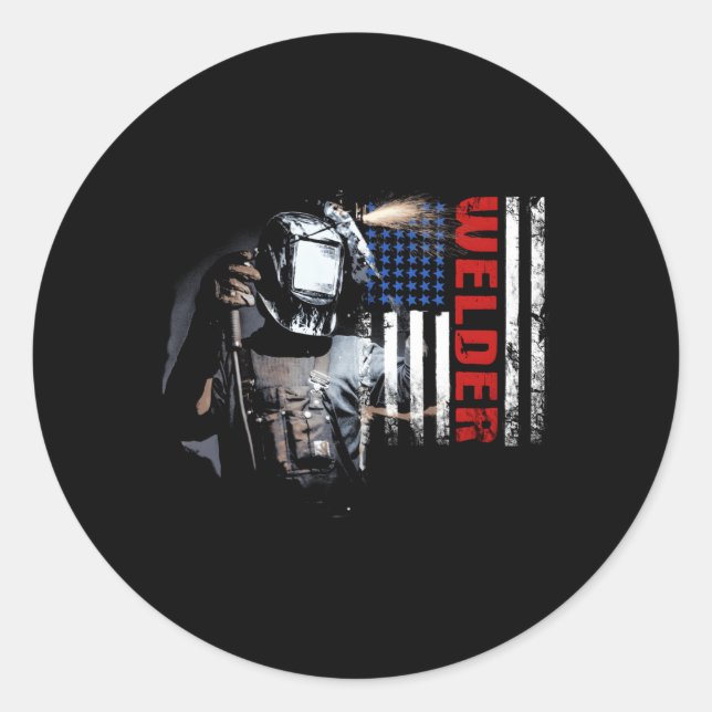 Pegatina Redonda Bandera estadounidense galardonada norteamericana  (Anverso)