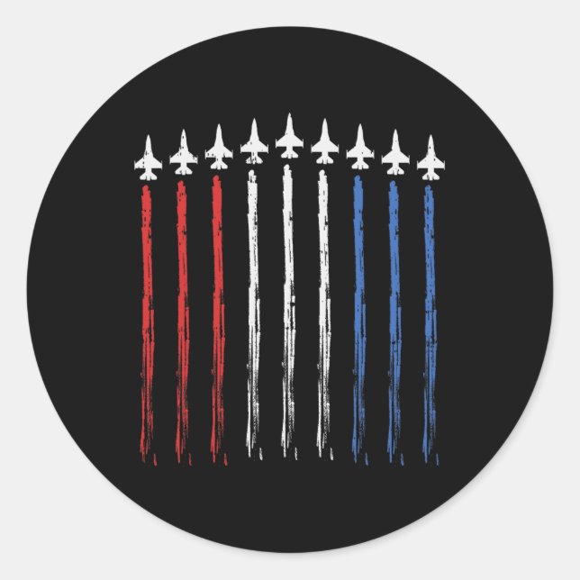 Pegatina Redonda Bandera Estadounidense Independencia 4 De Julio Pa (Anverso)