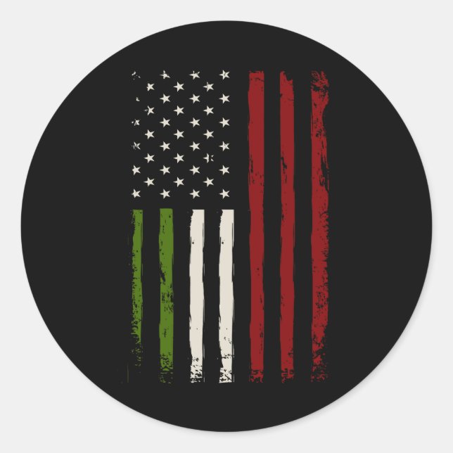 Pegatina Redonda Bandera estadounidense italiana Italia Patrimonio  (Anverso)