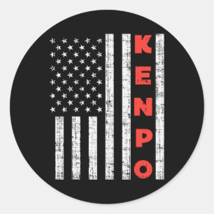 Pegatina Redonda Bandera Estadounidense Kenpo Vintage Patriótico Ke