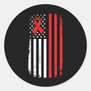 Pegatina Redonda Bandera estadounidense para la toma de conciencia