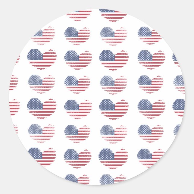 Pegatina Redonda Bandera estadounidense patriótica (Anverso)