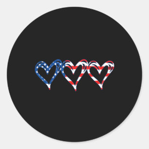 Pegatina Redonda Bandera Estadounidense Patriótica Corazón Fuerzas 