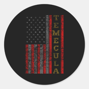 Pegatina Redonda Bandera Estadounidense Patriótica Temecula
