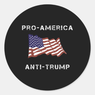 Pegatina Redonda Bandera estadounidense pro-América anti-Trump 