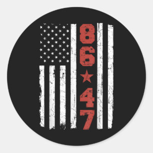 Pegatina Redonda Bandera estadounidense retro vintage 86 47 anti Tr