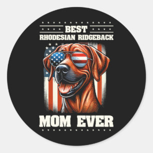 Pegatina Redonda Bandera Estadounidense Rhodesian Ridgeback 4 De Ju