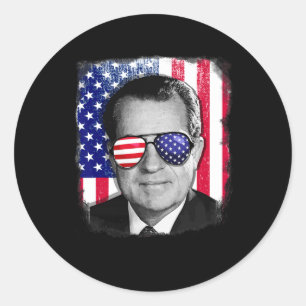 Pegatina Redonda Bandera Estadounidense Richard Nixon 4 De Julio