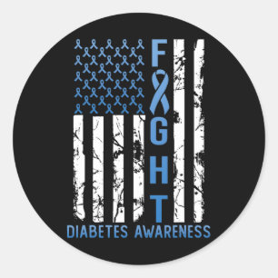 Pegatina Redonda Bandera Estadounidense Tipo 2 Tipo 1 Diabetes Awar