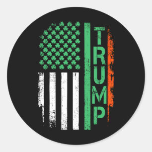 Pegatina Redonda Bandera estadounidense Trump 45 47 St Patrick's Da