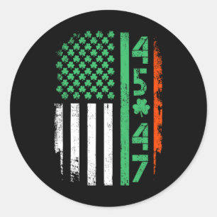 Pegatina Redonda Bandera estadounidense Trump 45 47 St Patrick's Da