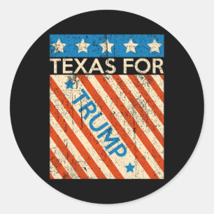 Pegatina Redonda Bandera estadounidense Trump reelección Texas Trum
