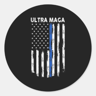 Pegatina Redonda Bandera estadounidense Ultra Maga Orgullosa Ultra