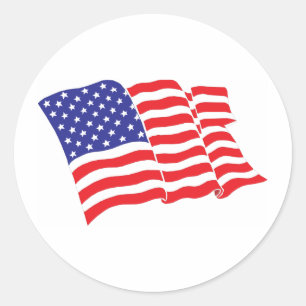 Pegatina Redonda Bandera estadounidense USA