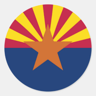 Pegatina Redonda Bandera Estatal de Arizona