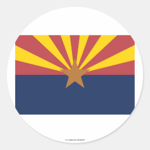 Pegatina Redonda Bandera Estatal de Arizona