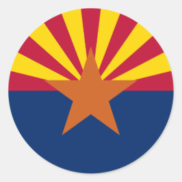 Pegatina Redonda Bandera Estatal de Arizona