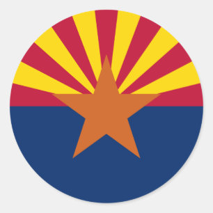 Pegatina Redonda Bandera Estatal de Arizona