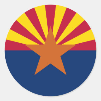 Pegatina Redonda Bandera Estatal de Arizona