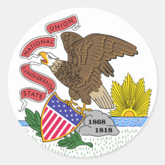 Pegatina Redonda Bandera Estatal de Illinois