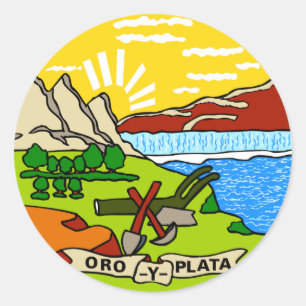 Pegatina Redonda Bandera Estatal de Montana
