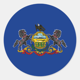 Pegatina Redonda Bandera Estatal de Pennsylvania