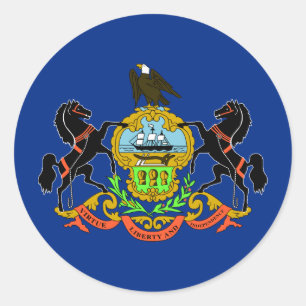 Pegatina Redonda Bandera Estatal de Pennsylvania