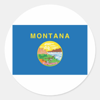 Pegatina Redonda Bandera Estatal Oficial de Montana