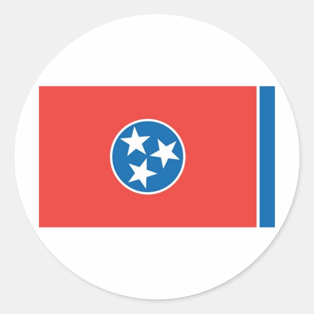 Pegatina Redonda Bandera Estatal Oficial de Tennessee (Anverso)