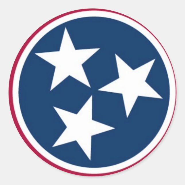 Pegatina Redonda Bandera Estatal Tennessee (Anverso)