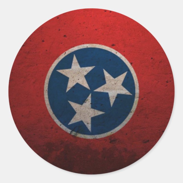 Pegatina Redonda Bandera Estatal Tennessee (Anverso)
