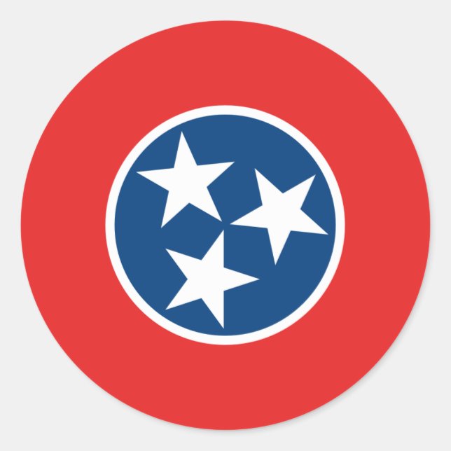 Pegatina Redonda Bandera Estatal Tennessee (Anverso)