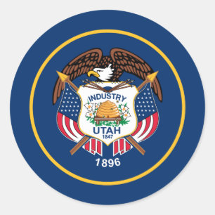 Pegatina Redonda Bandera Estatal Utah