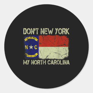 Pegatina Redonda Bandera estatal vintage no Nueva York mi Carolina 