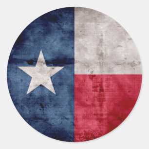 Pegatina Redonda Bandera Estatal Weathered Vintage Texas