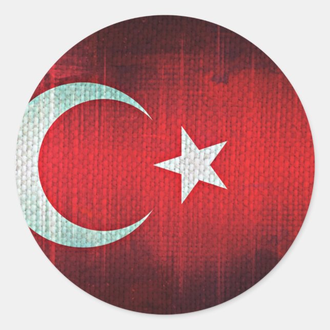 Pegatina Redonda Bandera estilizada de Turquía (Anverso)