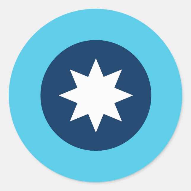 Pegatina Redonda Bandera Estrella Norte de Minnesota (Anverso)