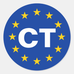 Pegatina Redonda Bandera europea "CT" de Cataluña