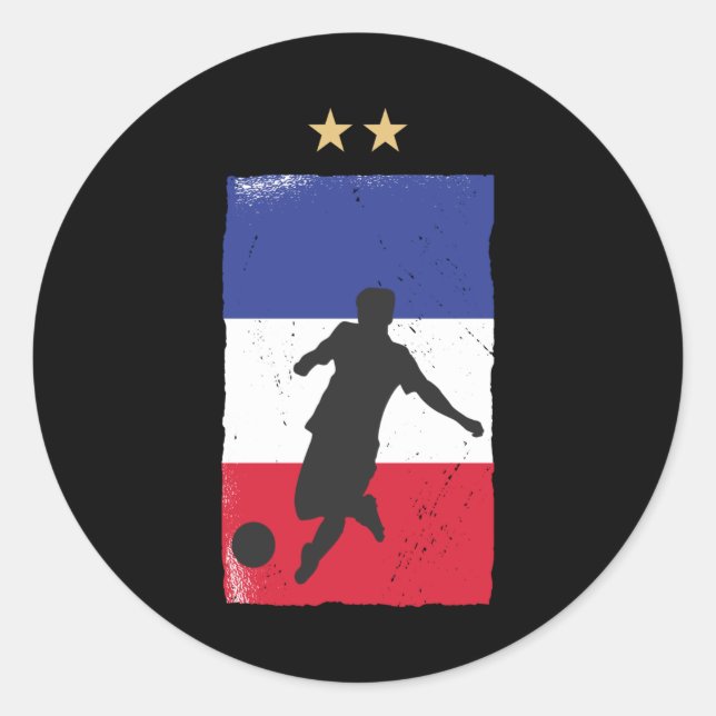 Pegatina Redonda Bandera Francesa de Futbol de Jersey (Anverso)