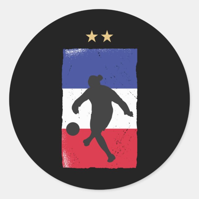Pegatina Redonda Bandera Francesa de Futbol de Jersey (Anverso)