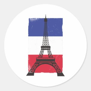 Pegatina Redonda Bandera francesa de París