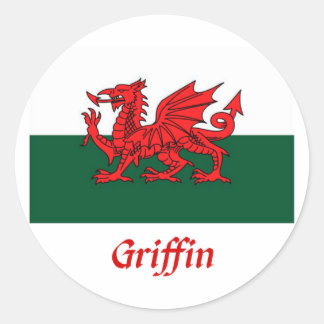 Pegatina Redonda Bandera galesa de Griffin